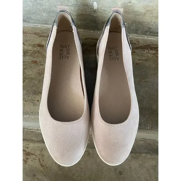 Naturalizer Harris taupe faux suede ballet style slip on with snake print accent - Picture 5 of 9